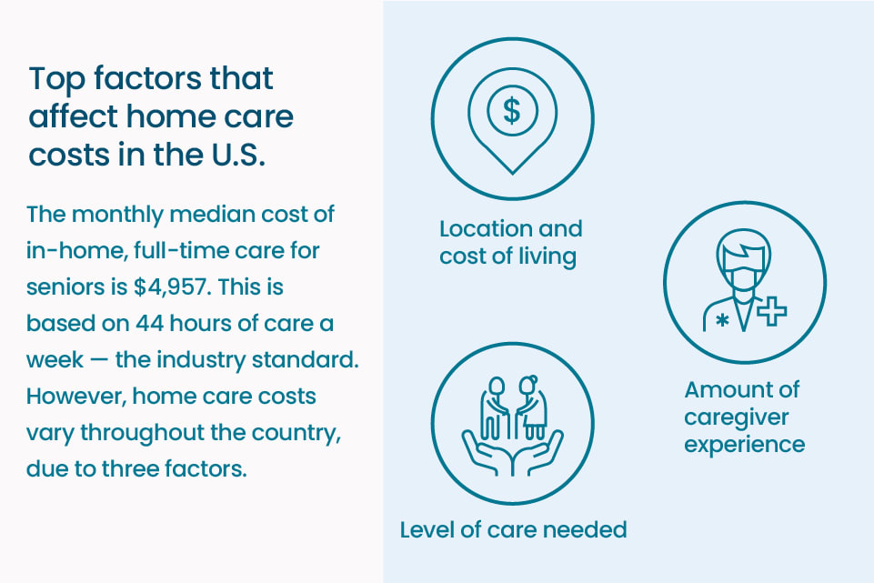 图形详细关键因素导致家庭护理的成本,包括位置、数量的经验,和水平的护理需要。